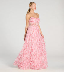 Kira Strapless Floral Tulle A-Line Formal Dress