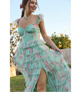 Reyna Corset Slit A-Line Floral Formal Dress