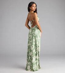 Daniella Lace-Up Floral Satin Formal Dress