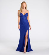 Rhonda Strappy Back Slit Glitter Formal Dress