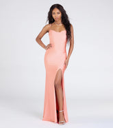 Lizzie Lace-Up Cowl Back Slit Formal Dress