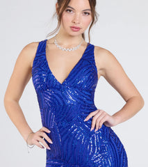 Sharon Open Back Slit Sequin Formal Dress