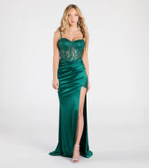 Olga Corset Lace Satin Wrap Mermaid Formal Dress