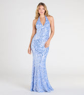 Blaire Halter Open Back Mermaid Sequin Formal Dress