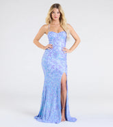 Sawyer Lace-Up Slit Mermaid Sequin Formal Dress