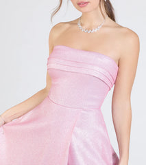 Peyton Strapless Slit A-Line Glitter Formal Dress