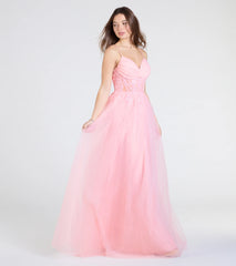 Alia Sequin Applique A-Line Tulle Formal Dress
