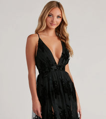 Morgan Flocked Velvet A-Line Formal Dress