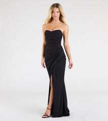 Jaqueline Strapless Slit Glitter Formal Dress