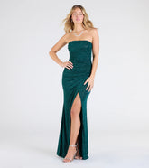 Kaye Strapless Mermaid Slit Glitter Formal Dress