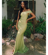 Mona Off-Shoulder Slit Mermaid Formal Dress