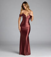 Jelene Cold-Shoulder Mermaid Satin Formal Dress