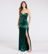Lilyana Sweetheart Slit Satin Formal Dress