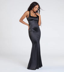 Rosella Open Back Mermaid Satin Formal Dress