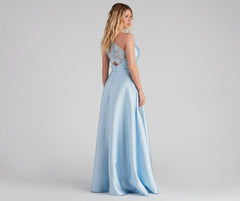 Lottie Formal Satin And Lace Ball Gown