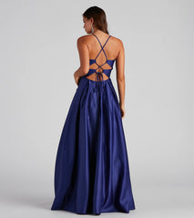 Rita Woven Satin Embellished Ball Gown