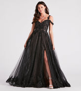 Adele Lace Glitter Cold Shoulder Ball Gown