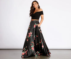 Jeanette Crepe Two Piece Floral Dress