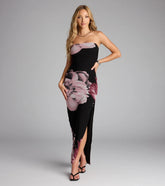 Midnight In Bloom Floral Slit Maxi Dress