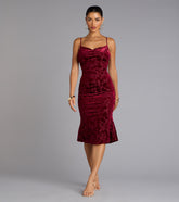 Oh-So-Chic Floral Velvet Burnout Midi Dress