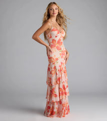 Blissful Aura Floral Ruffle Maxi Dress