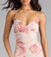 Romantic Flair Floral Lace-Up Maxi Dress