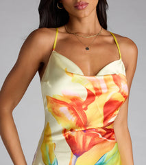Sunset Muse Floral Satin Maxi Dress