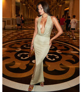 Glow Goddess Strappy Back Metallic Knit Maxi Dress