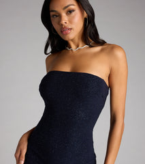 Sparkle Plans Glitter Knit Midi Tube Dress