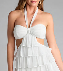 Catch Me Twirlin' Ruffle Chiffon Skater Dress