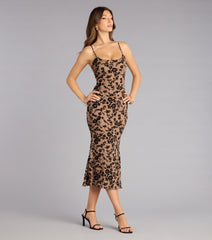 Barely Blushing Velvet Mesh Midi Dress