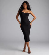 Serving Chic Vibes Strapless Bodycon Midi Dress