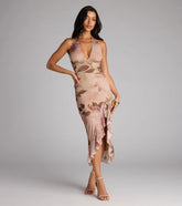 Crush Worthy Floral Mesh Halter Midi Dress