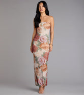 Bloom Season Floral Mesh Maxi Tube Dress