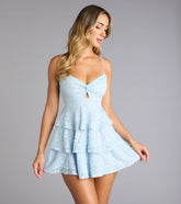 Glitter Kiss Lace Ruffle Mini Dress
