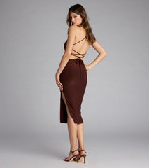 Dinner Date Lace-Up Midi Dress