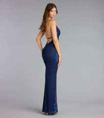 Romantic Drama Floral Rhinestone Maxi Dress