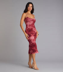 Soft Allure Floral Mesh Midi Dress