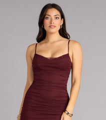 Crushworthy Mesh Ruched Midi Dress