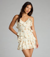 Floral Darling Chiffon Ruffle Mini Dress