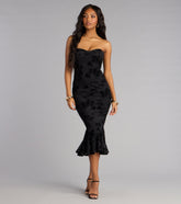 Enchanted Noir Lace Up Midi Dress