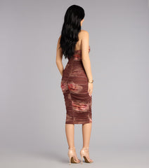 Soft Bloom Floral Mesh Midi Tube Dress