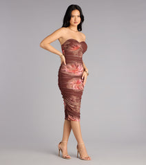 Soft Bloom Floral Mesh Midi Tube Dress