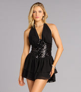 Shimmer Shift Halter Dress