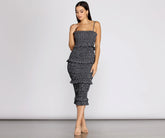 Sweet & Smocked Ditsy Ruffle Midi Dress