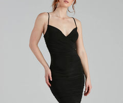 Unforgettable Glam Ruched Midi Dress