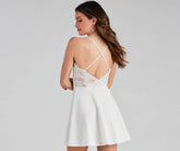 Pretty In Lace Crepe Skater Dress