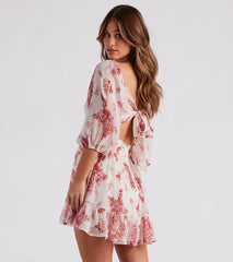 Sunday Girl Floral Chiffon Skater Dress