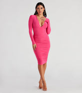 Killer Curves Plunge Neck Midi Dress