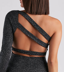 Moonlight Glitter One-Shoulder Dress